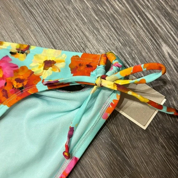 NWT Kenneth Cole light blue orange red yellow floral swim bikini bottoms XL - Picture 4 of 7